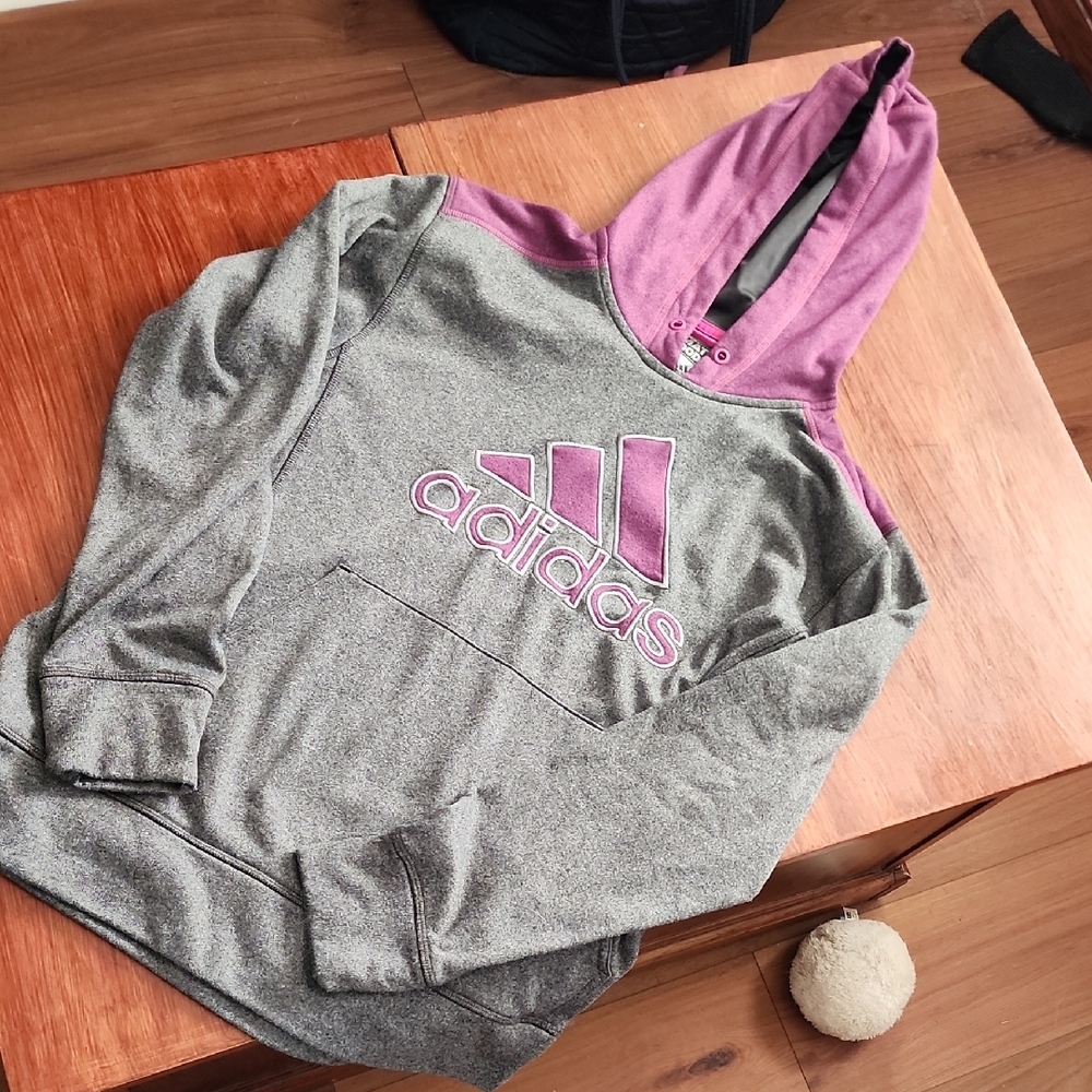Adidas Heather Gray and Lavender Hoodie